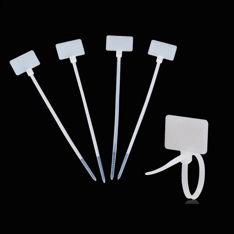 Amgate 100 Pcs Write on Tags Wire Zip Ties Cable Mark Tags Nylon Power Marking Label (100pcs) 100Pcs