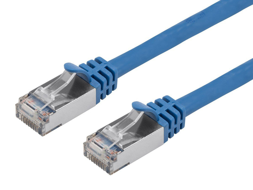 Monoprice Cat7 Ethernet Patch Cable - 5 Feet - Blue | Network Internet Cord - Flexboot RJ45 Stranded 600Mhz S/FTP CMX Pure Bare Copper Wire 26AWG - Entegrade Series 5ft