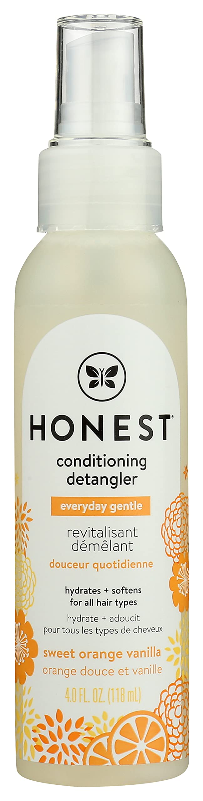 The Honest Company Sweet Orange Vanilla Conditioning Detangler, Lightweight Leave-in Conditioner & Fortifying Spray, Paraben and Synthetic Fragrance Free, Plant-Based, VEGAN, 4 fl oz Conditioning Detangler Spray 4 Fl Oz (Pack of 1)