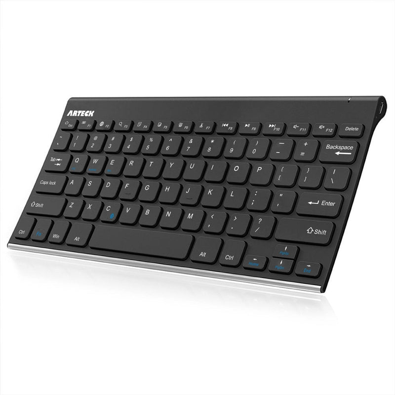 Bluetooth Keyboard, Arteck Stainless Steel Universal Portable Wireless Bluetooth Keyboard for iOS iPad 10.2-inch, Air, Pro, Mini, Android, Windows Tablets PC Smartphone Built in Rechargeable Battery