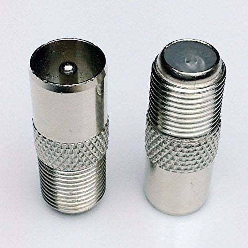 CESS IEC PAL DVB-T TV Male to F-Type Female Coax Adapter AV Connector (LW) (2 Pack)