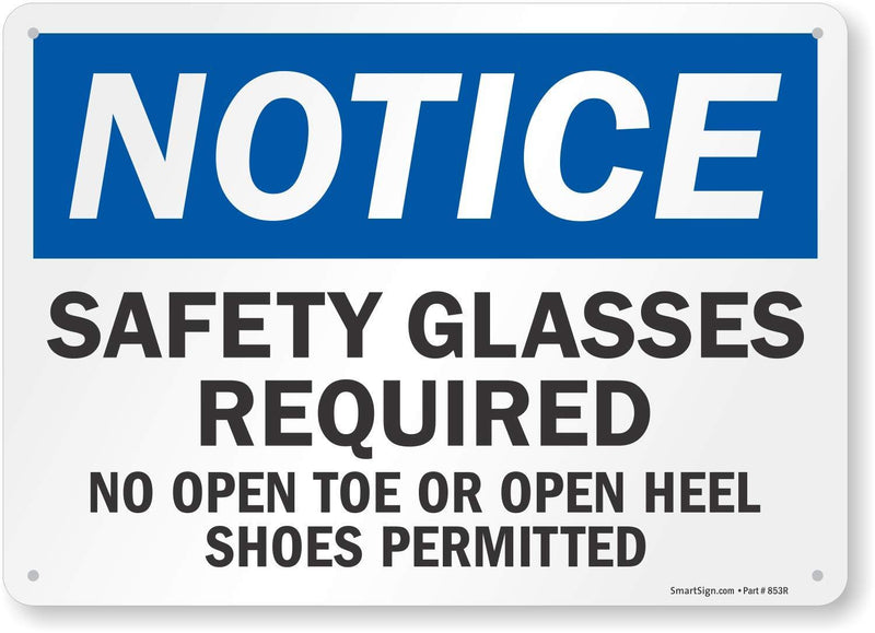 Smartsign S-6748-PL-14"Notice: Safety Glasses Required" Plastic Sign, 10" x 14", Black/Blue on White 10" x 14" Plastic
