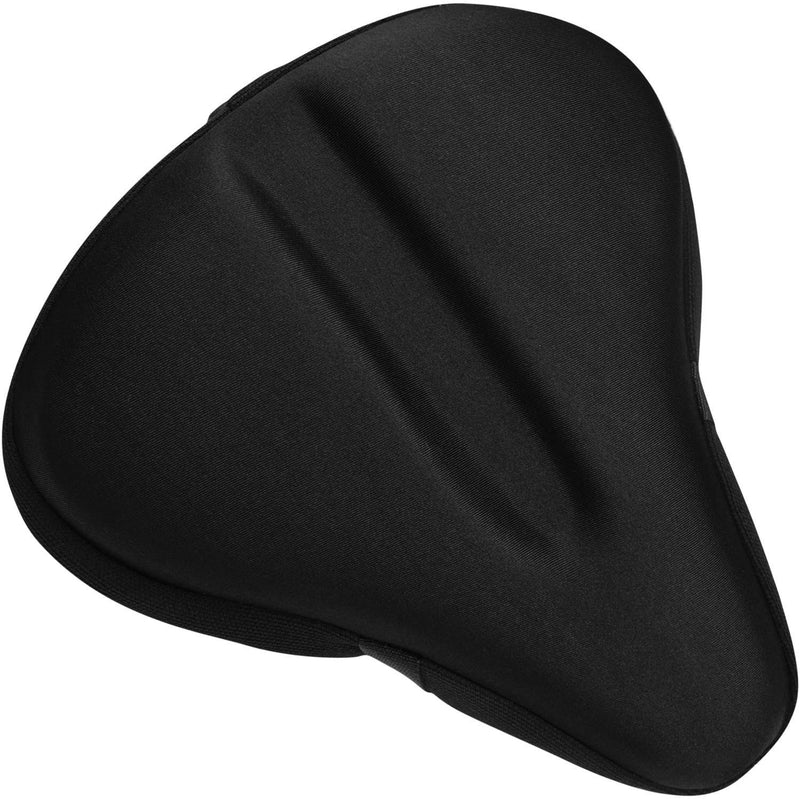 Bikeroo Bike Seat Cushion - Padded Gel Wide Adjustable Cover for Men & Womens Comfort, Compatible with Peloton, Stationary Exercise or Cruiser Bicycle Seats, 11in X 10in Black