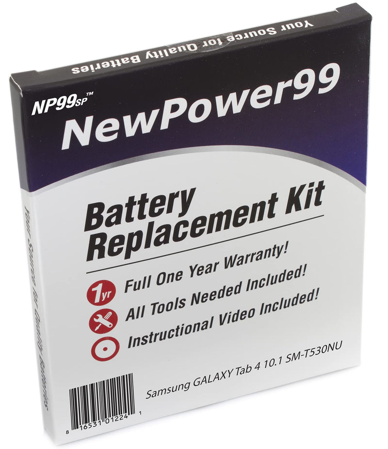 NewPower99 Battery Kit for Samsung Galaxy Tab 4 10.1 SM-T530NU with Tools, Video Instructions, Long Life Battery