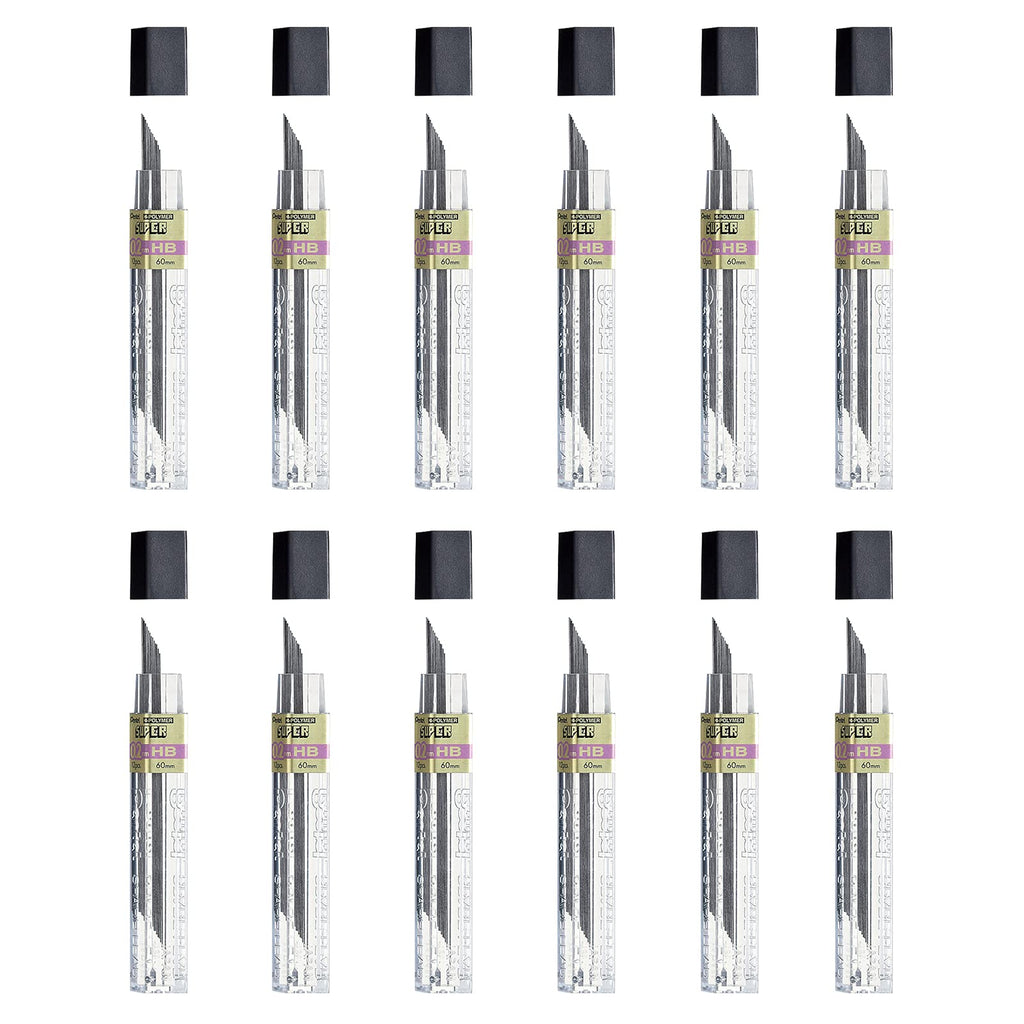 Pentel Super Hi-Polymer Lead Refill 0.2mm, Super Fine, 12 Pieces/Tube (C502-HB)