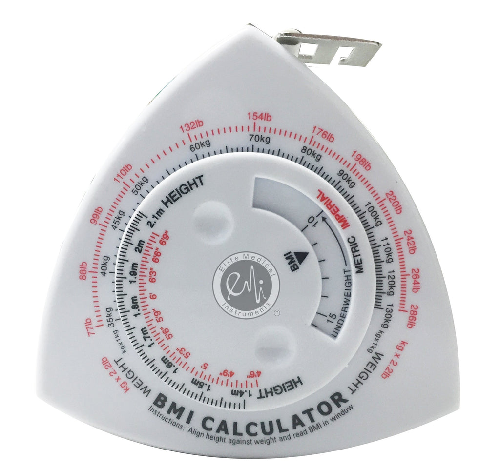 EMI Triangle BMI Body Mass Index Calculator Calculator and Body Tape Measure - 60" / 1.5 m ECB-301