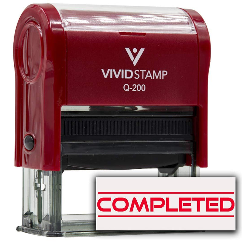 Completed Office Self-Inking Office Rubber Stamp (Red) - Medium 9/16" x 1-1/2" Medium Red