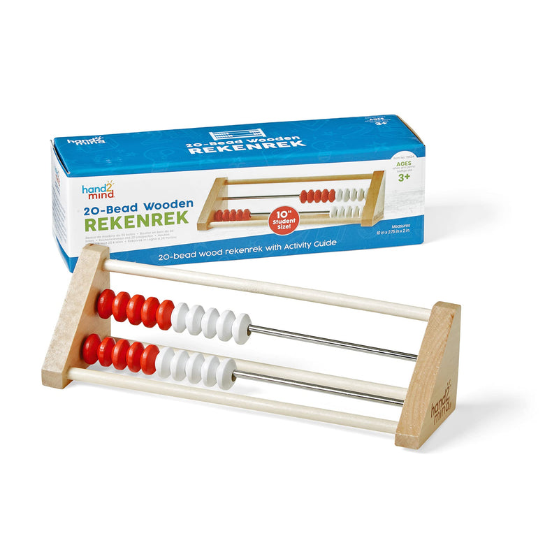 hand2mind 20-Bead Wooden Rekenrek Abacus, Colored Abacus for Kids Math, Wooden Counting Math Manipulatives, Bead Counters for Kids Math, Learn Counting and Numbers, Homeschool Supplies (Set of 1)