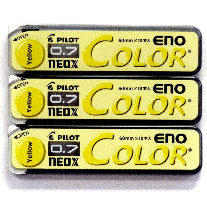 Pilot Color Mechanical Pencil Lead Eno, 0.7mm, Yellow, 10 Lead ×3 Pack/total 30 Leads (Japan Import)