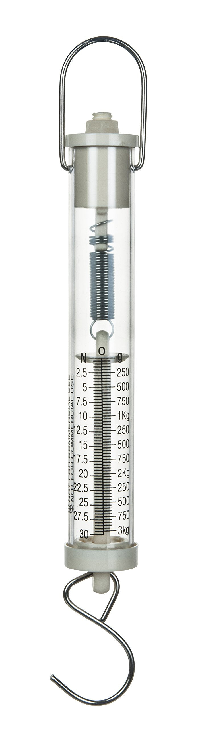 Eisco Labs Newton Force Meter Spring Scale - Max Capacity 30N, 3Kg, Dual Scale Labeled