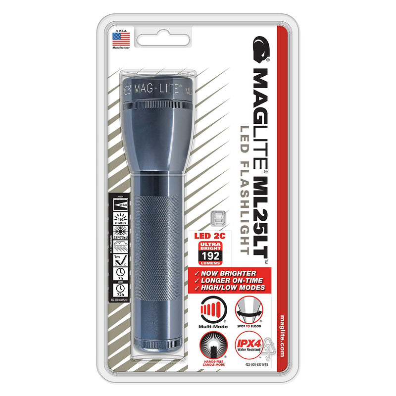 Maglite ML25LT LED 2-Cell C Flashlight, Gray 2-C Cell