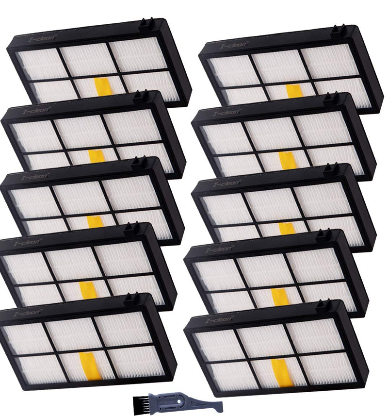 I clean 10pcs Replacement iRobot Roomba Hepa Filter, Parts Fit for Roomba 980 960 880 860 870 890 Robotic Vacuum 800&900 Series, with A Free Cleaning Brush