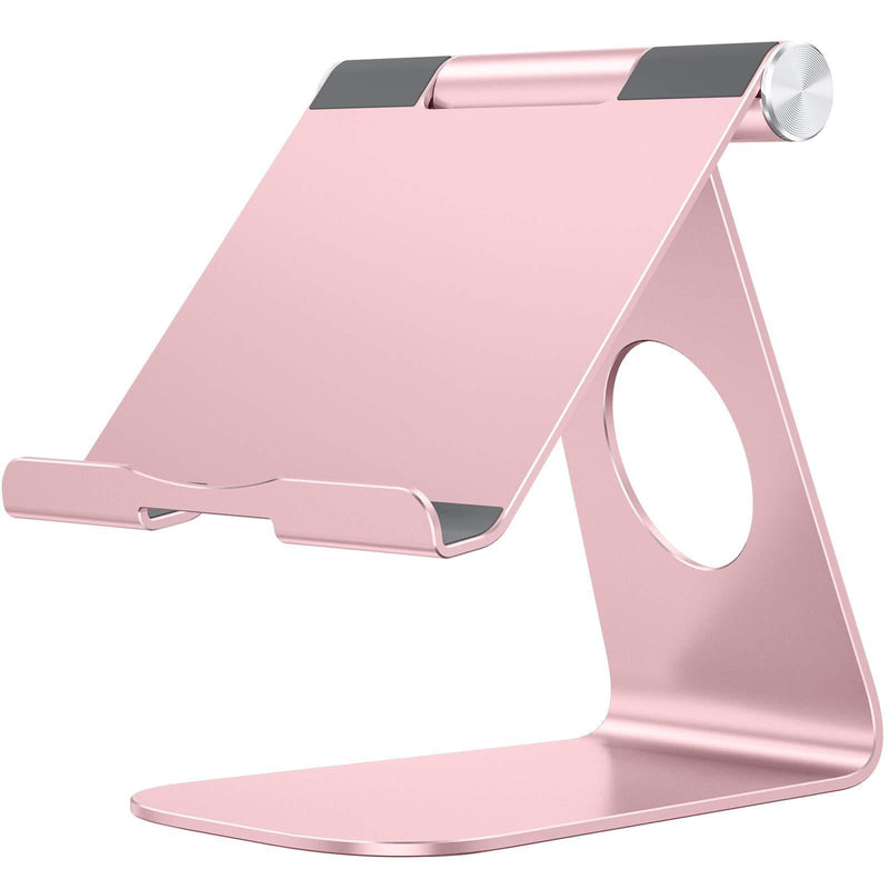 Tablet Stand Holder Adjustable, OMOTON T1 iPad Stand, Desktop Aluminum Tablet Dock Cradle Compatible with iPad Air 4/Mini, New iPad 10.2/9.7, iPad Pro 11/12.9, Samsung, Nintendo and More, Rose Gold