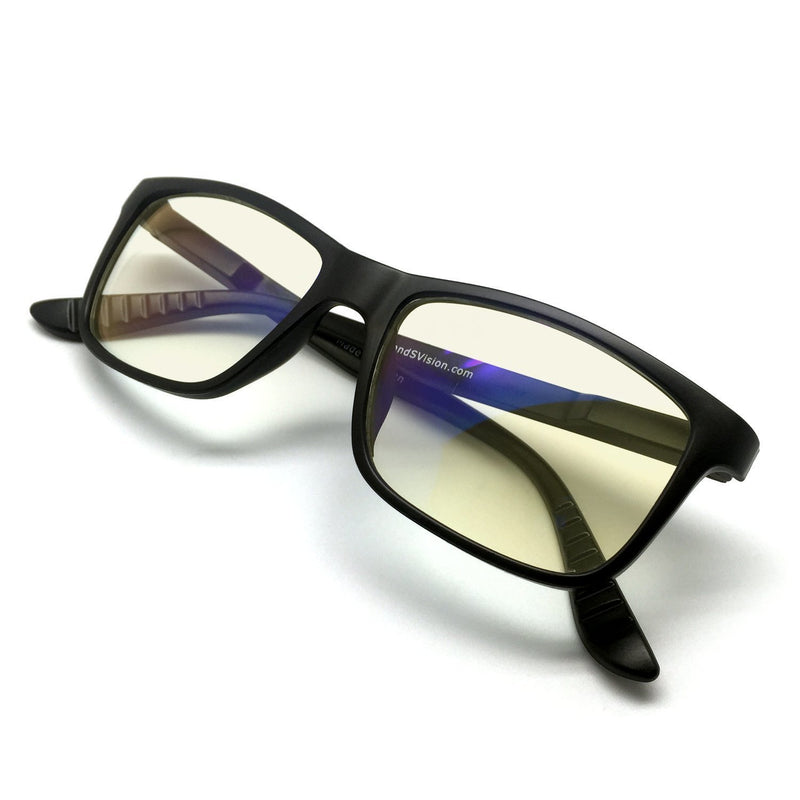 J+S Vision Blue Light Shield Computer/Gaming Glasses - 0x Magnification Classic Rectangle Frame Low Color Distortion Lens - Black Frame
