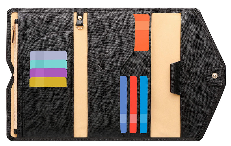 Zoppen Multi-purpose Rfid Blocking Travel Passport Wallet (Ver.4) Tri-fold Document Organizer Holder #1 black