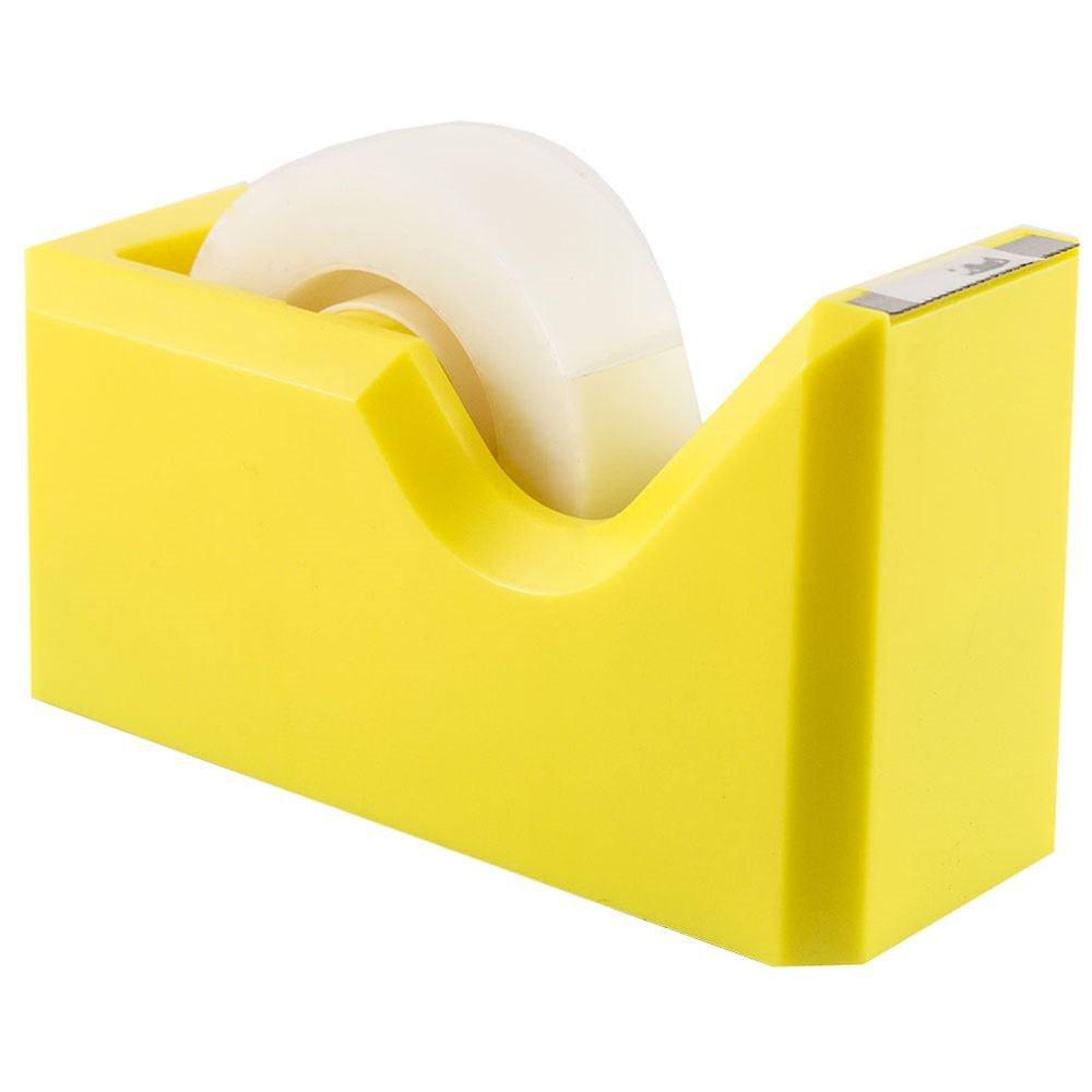 JAM PAPER Colorful Desk Tape Dispensers - Yellow - Sold Individually