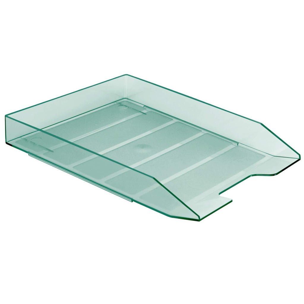 Acrimet Stackable Letter Tray Front Load Plastic Desktop File Organizer (Clear Green Color) (1 Unit)