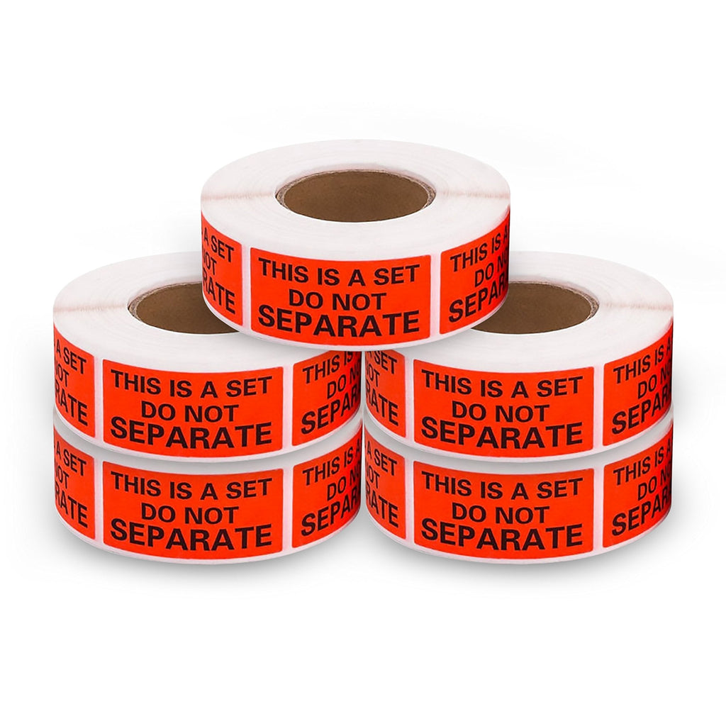 X-Lounger 5 Rolls/2500 Labels - "This Is a Set Do Not Separate" Stickers 1" X 2" Bulk Pack