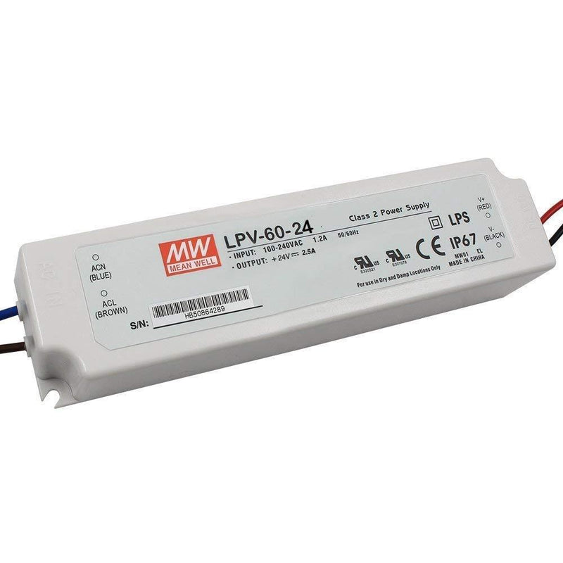 Meanwell LPV-60-24 Sealed Panel Mount 24V 0-2.50A Power Supply with LED Driver