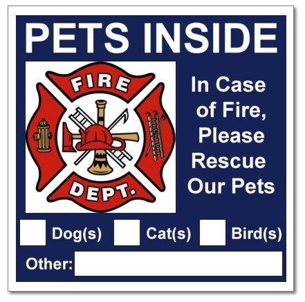 SecurePro Products 20 Pets Inside Blue Safety Alert Warning Window Door Stickers; in Fire or Emergency Notify Rescue Personnel to Save Pet
