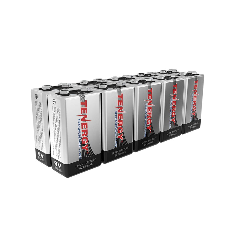 Combo: 10pcs Tenergy 9V 600mAh Li-ion Rechargeable Batteries 10 pcs