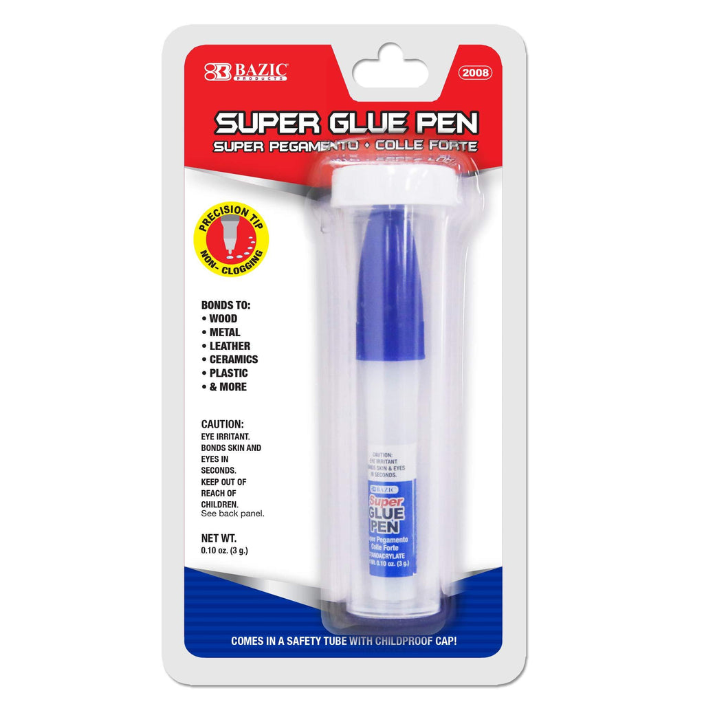 BAZIC Super Glue Pen Precision Tip Applicator 3g/0.10 Oz, Precise Control Clear Adhesive Fluid Liquid Tube, for Office & Home Improvement, 1-Pack Pen w/ Precision Tip Applicator