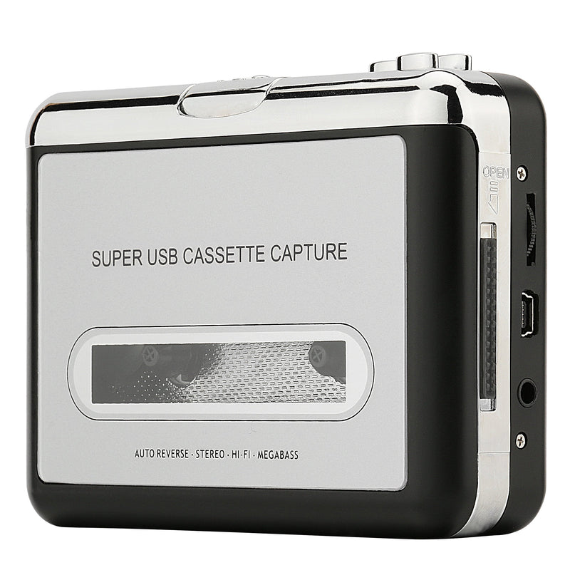 Reshow Cassette Player â€“ Portable Tape Player Captures MP3 Audio Music via USB â€“ Compatible with Laptops and Personal Computers â€“ Convert Walkman Tape Cassettes to iPod Format (Silver) Silver