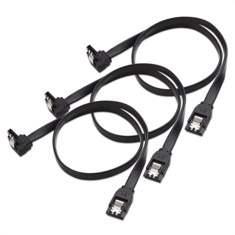 Cable Matters 3-Pack 90 Degree Right Angle SATA III 6.0 Gbps SATA Cable (SATA 3 Cable) Black - 18 Inches