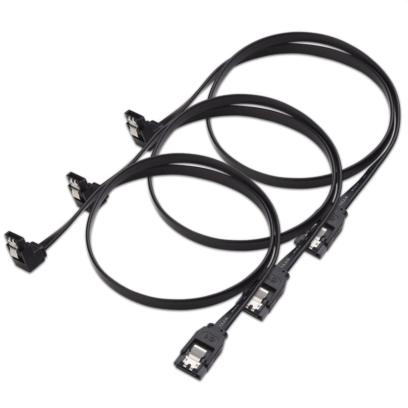 Cable Matters 3-Pack 90 Degree Right Angle SATA Cable 24 Inches (6.0 Gbps SATA III Cable, SATA Cable for SSD, SATA SSD Cable, SATA 3 Cables) Black