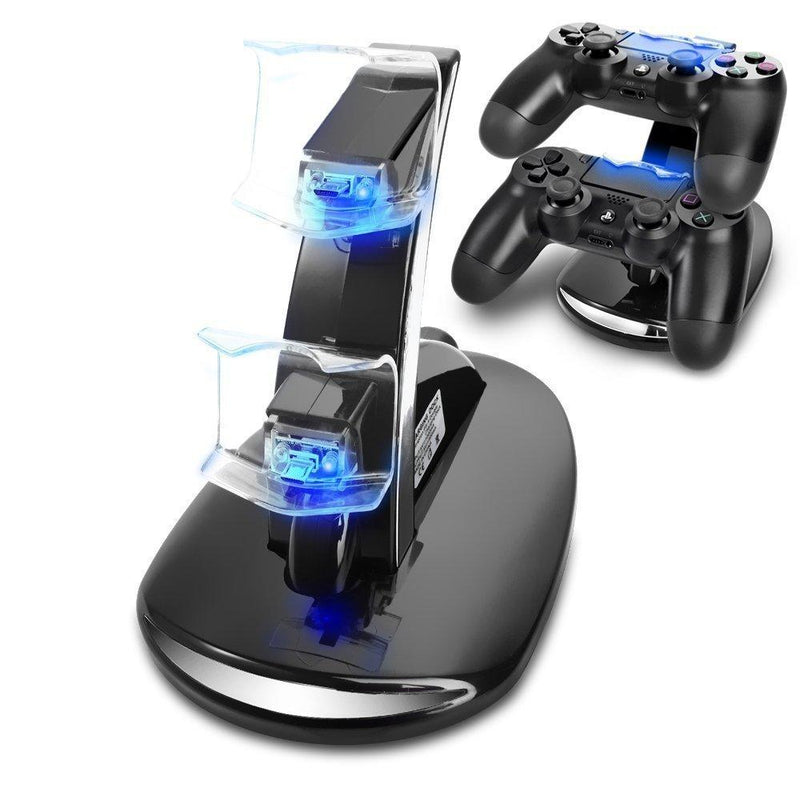 PS4 Controller Charger, Megadream Playstation 4/ PS4/ PS4 Pro/ PS4 Slim Controller Charger Charging Docking Station Stand. Dual USB Fast Charging Station & LED Indicator for Sony PS4 Controller Black