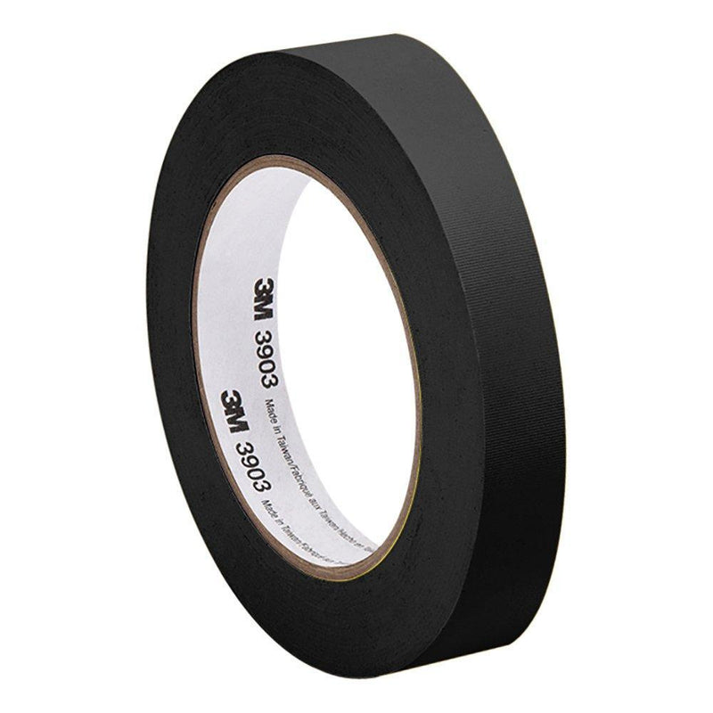 3M Black Vinyl/Rubber Adhesive Duct Tape 3903, 0.5-50-3903-BLACK 12.6 psi Tensile Strength, 50 yd. Length, 0.5" Width