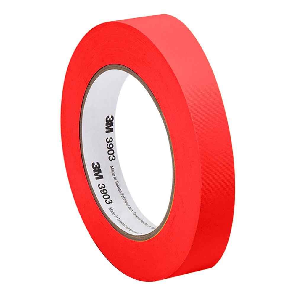 3M 3903 0.25" X 50YD-RED Red Vinyl/Rubber Adhesive Duct Tape 3903, 12.6 psi Tensile Strength, 50 yd. Length, 0.25" Width