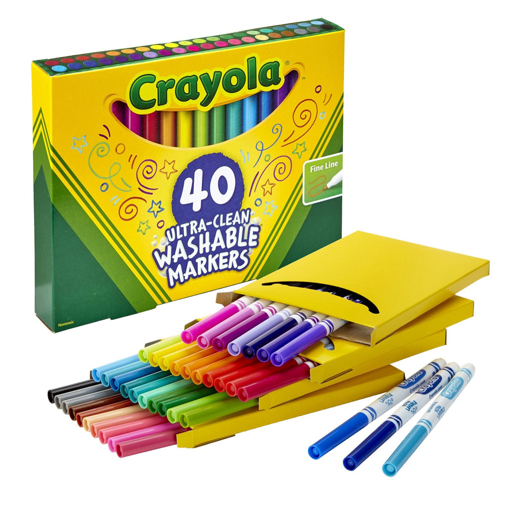 Crayola Ultra Clean Washable Markers, Fine Line Marker Set, Gift for Kids, 40 Count 40 Ct