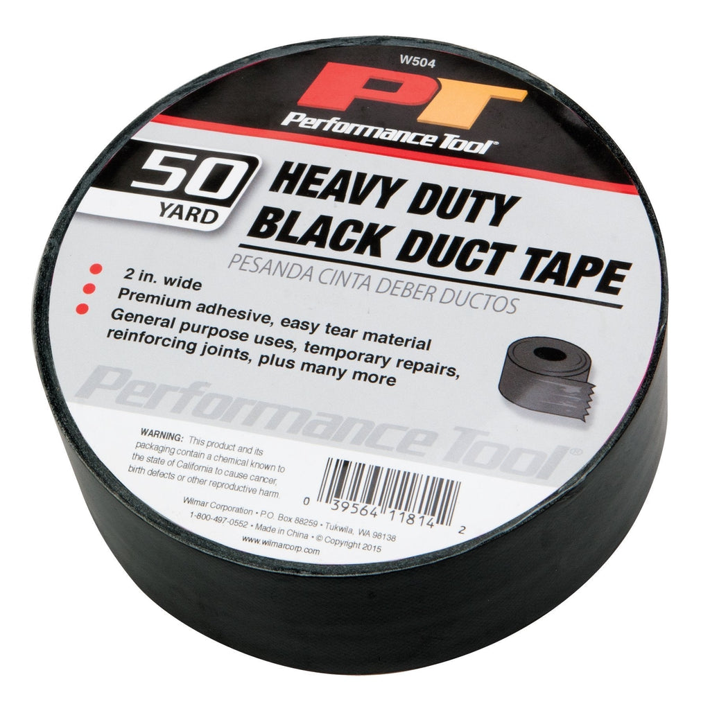 Performance Tool W504 50 Yard Heavy Duty 17 Mil Black Duct Tape 50 yd Black Duct Tape