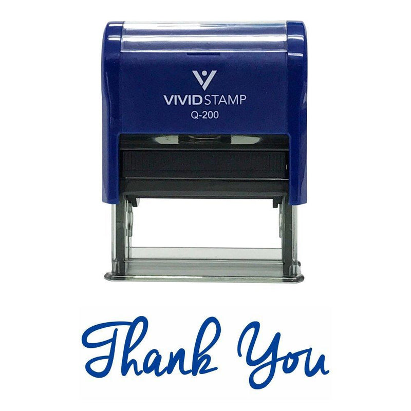 Thank You Self-Inking Rubber Stamp (Blue) - Medium 9/16" x 1-1/2" Medium Blue Ink