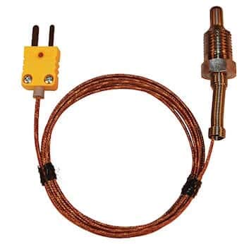 Digi-Sense Type-K Pipe Plug Probe SS 1/4" NPT (M) Mini-Connector, 0.5" L Grounded 5ft Cable