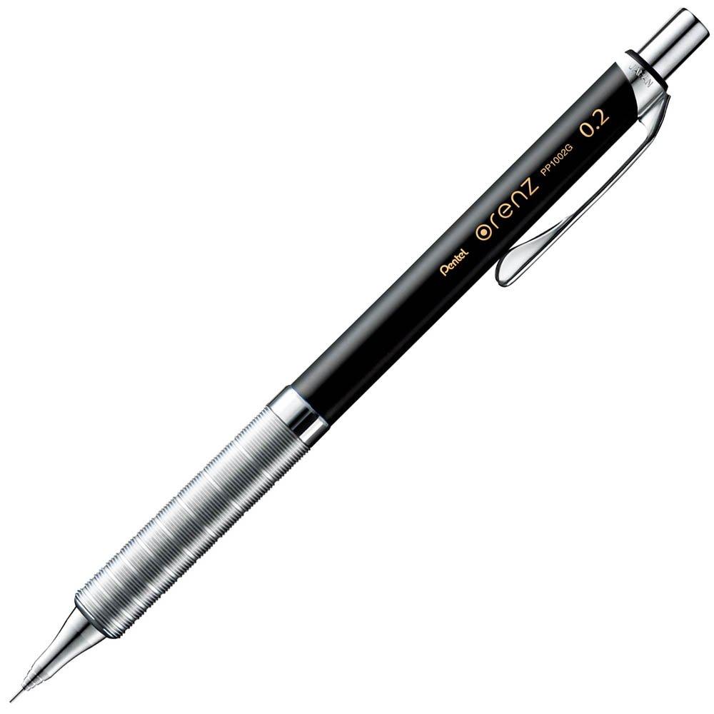 Pentel Mechanical Pencil, Orenz, with Metal Grip, 0.2mm, Black (XPP1002G-A)