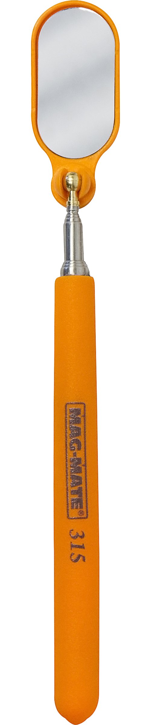 MAG-MATE 315HVO Telescoping Rectangular Glass Inspection Mirror, 36.5", Hi-Viz Orange