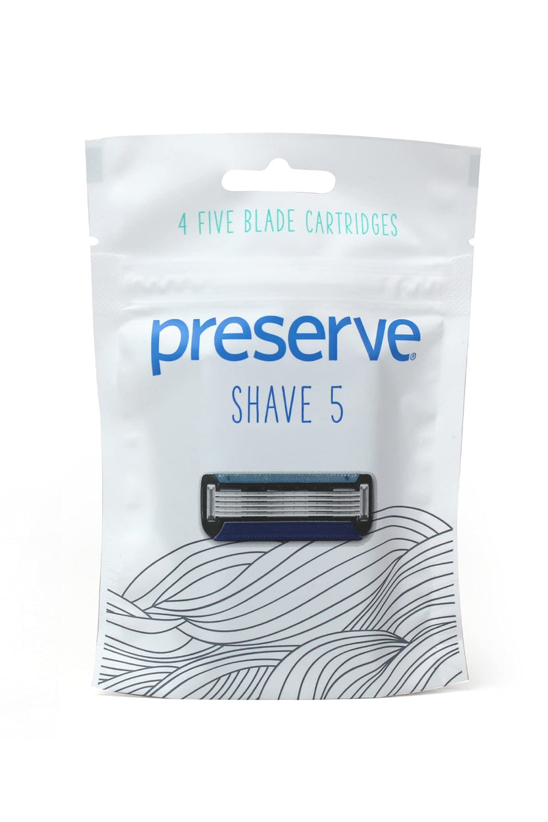 Preserve Five Blade Replacement Cartridges for Preserve Shave Five Recycled Razor, 4 Count Replacement Shave 5 Cartridges