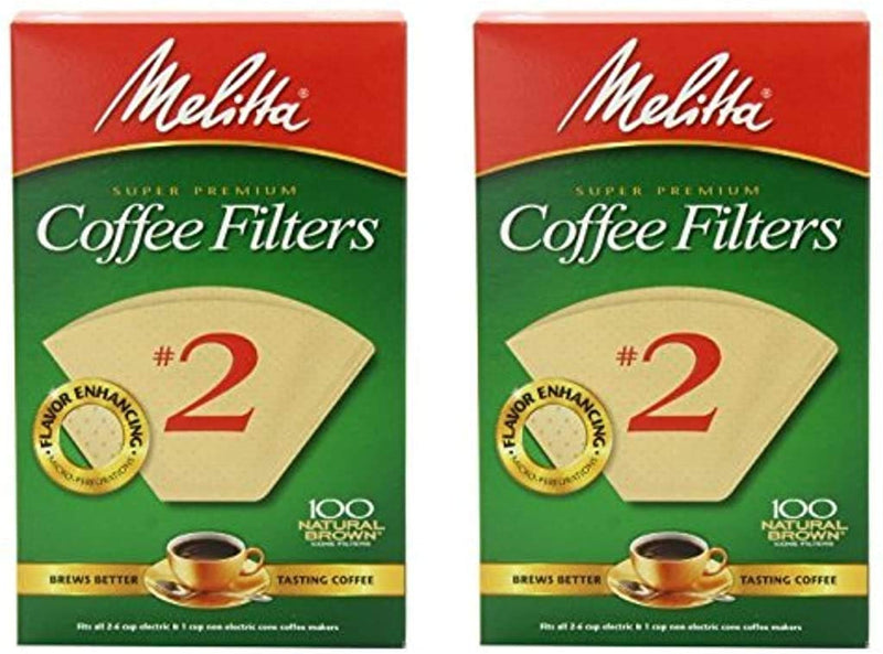 Melitta Cone Coffee Filter #2 - Natural Brown 100 Count (2 Pack) #2 - 100ct 2 Pack