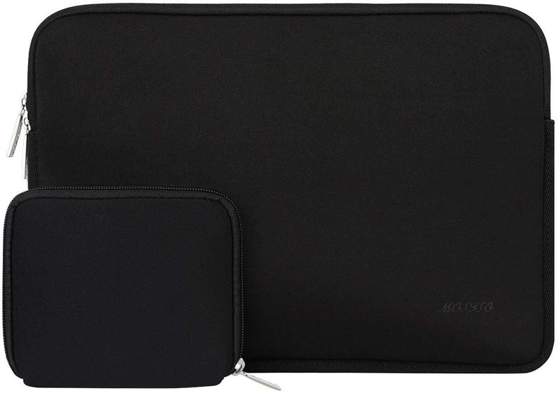 MOSISO Laptop Sleeve Compatible with 13-13.3 inch MacBook Pro, MacBook Air, Notebook Computer, Neoprene Bag Cover with Small Case, Black 13.3-inch