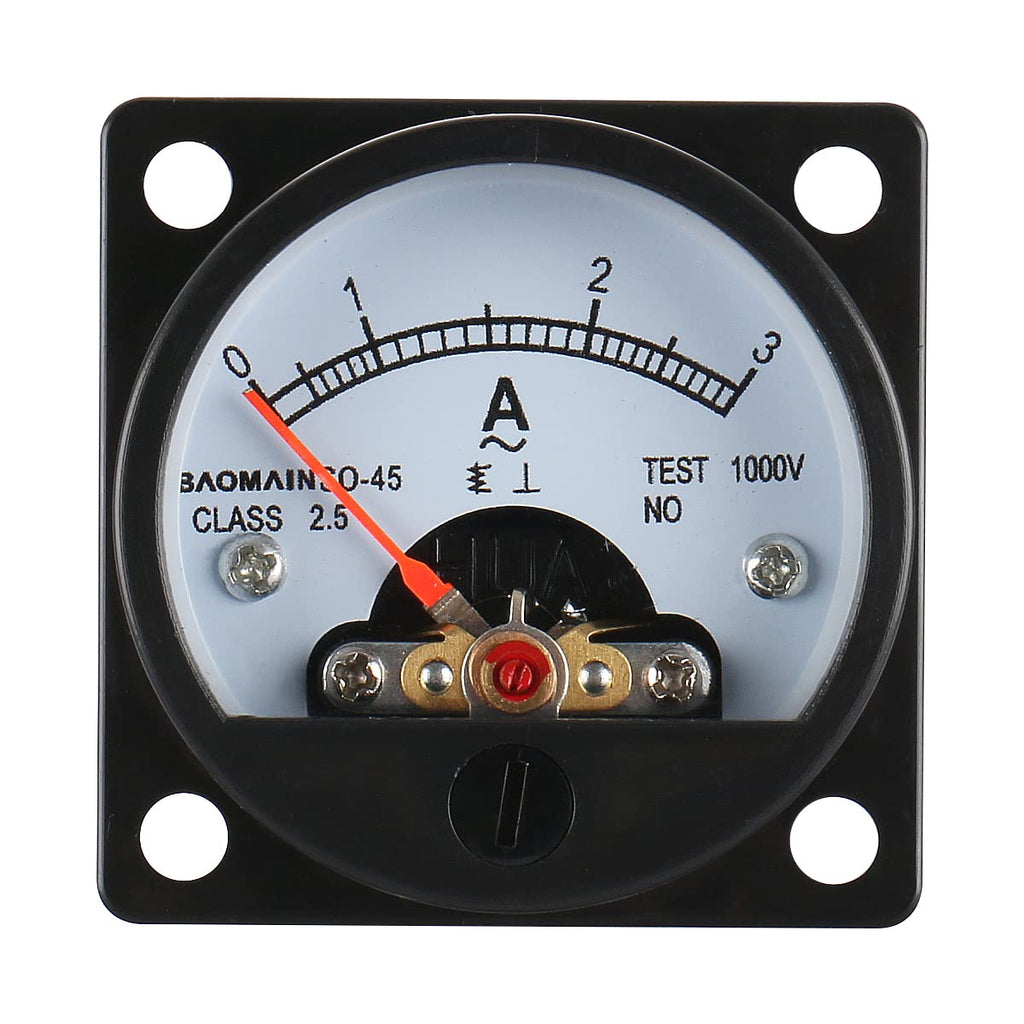 Baomain SO-45 AC 0-3A Round Analog Panel Meter Current Measuring Ammeter Gauge Black