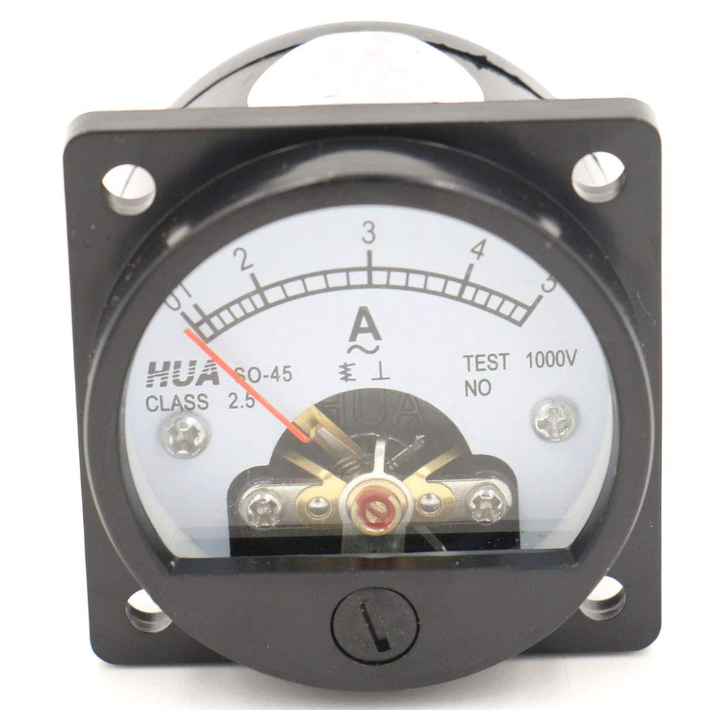 Baomain Round Ammeter SO-45 Analog Panel Meter Class 2.5 Accuracy AC 0-5A Black