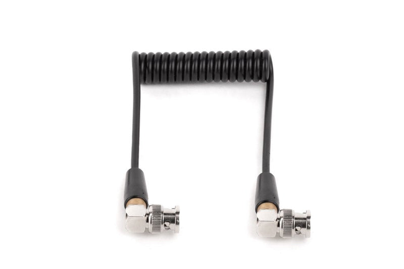 Wooden Camera Coiled BNC to BNC Cable, 10" Resting to 20" Extended, Right-Angle Connectors, HD, SDI, for Wireless Systems and On-Board Monitors 10-Inch
