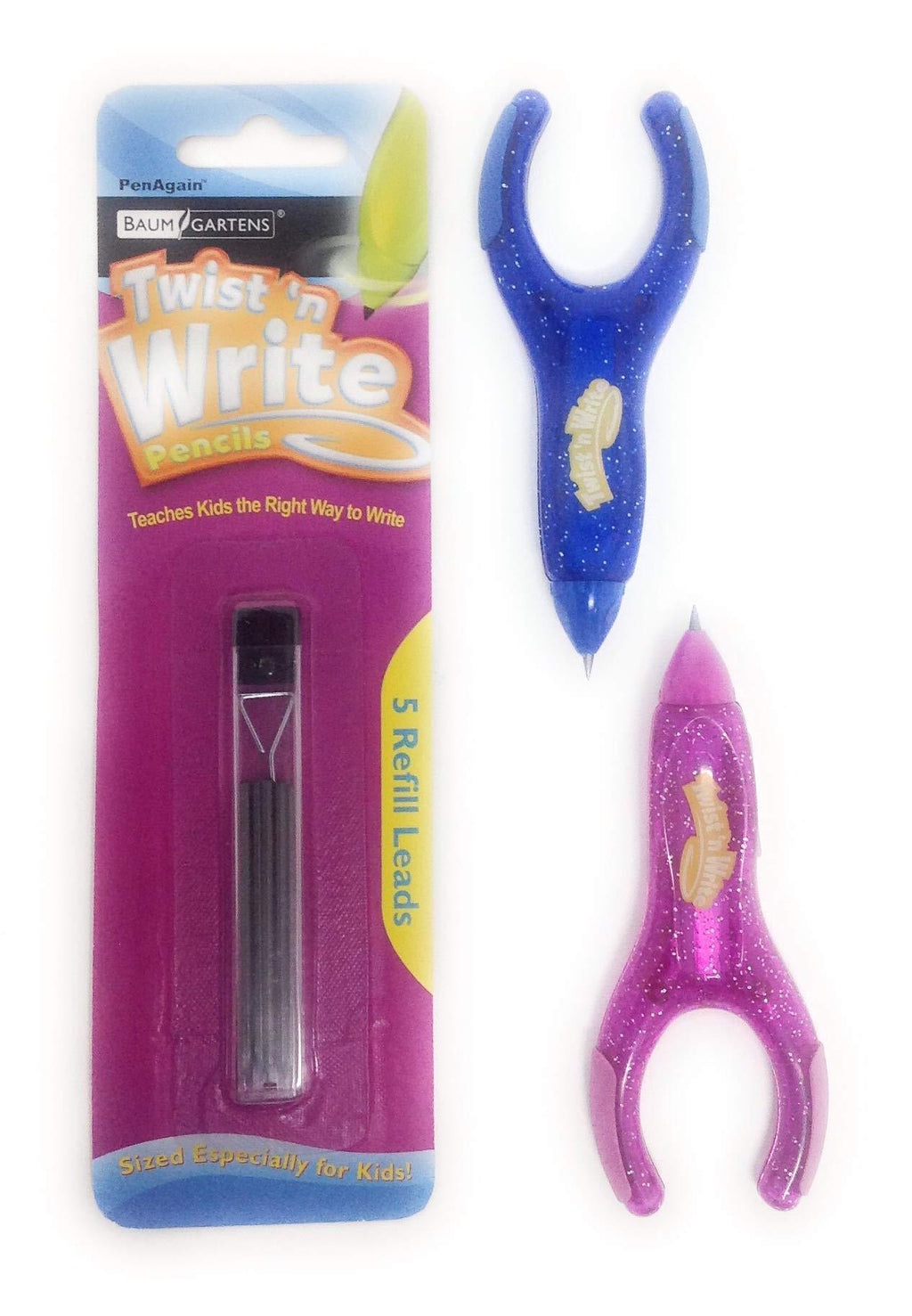 2 Twist N Write Mechanical Pencils with 5 Extra Refills Blue, Pink