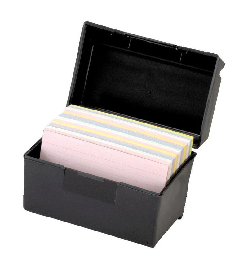 Esselte Oxford 01351 Plastic Index Card Flip Top File Box Holds 300 3 x 5 Cards, Matte Black (1 EA) (2 Pack) 1