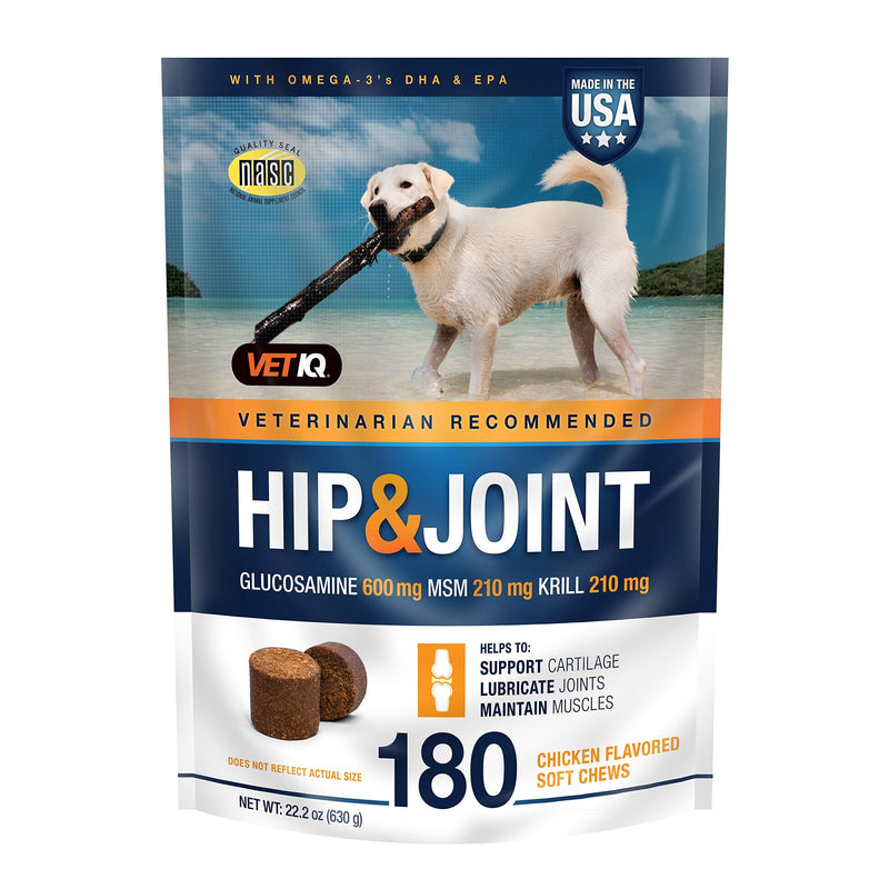 VETIQ Vet Recommended Hip and Joint Supplement for Dogs, Chicken Flavored Soft Chews 180 Count (Pack of 1) Standard Strength