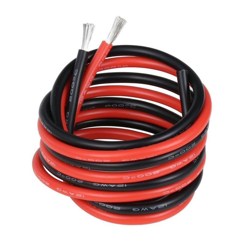 BNTECHGO 12 Gauge Silicone Wire 3 ft red and 3 ft Black Flexible 12 AWG Stranded Copper Wire 12 silicone wire red 3ft and black 3ft silicone wire red and black