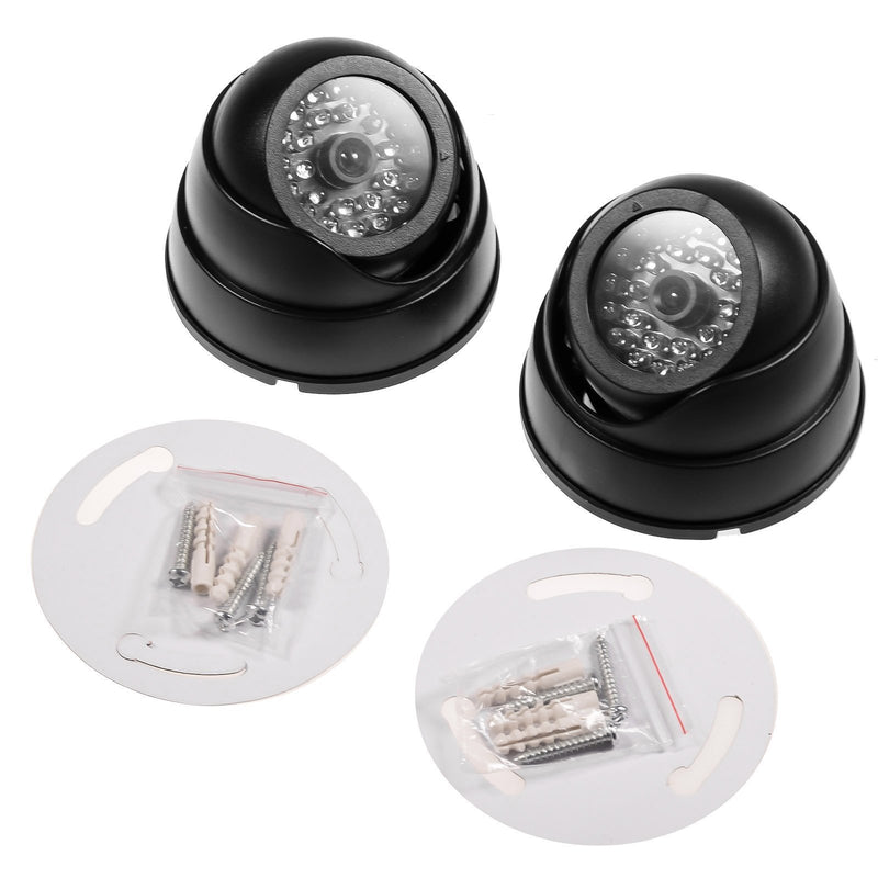 JZK 2 X Dummy Fake Surveillance Security CCTV Dome Camera with LED Blinking Real Imitation for Home Security, Black