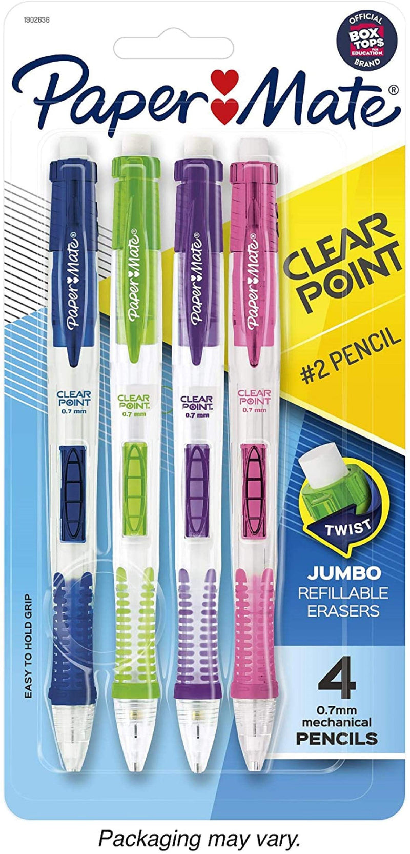 Paper Mate Clear Point Mechanical Pencils, 0.7mm, Fashion Assorted Colors, Pack of 4 .7MM